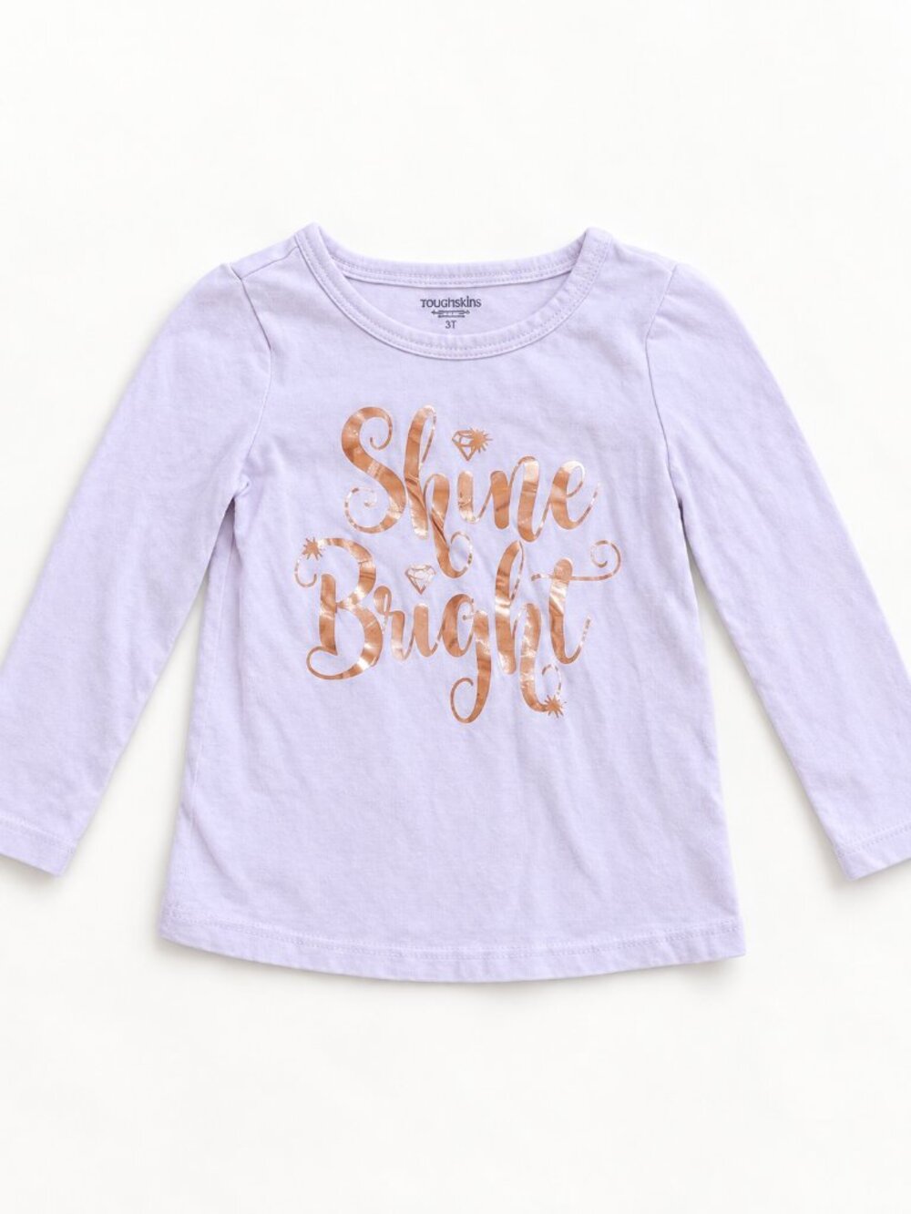 Toughskins Girls Shine Bright Metallic Long Sleeve Tee Lavender 3T